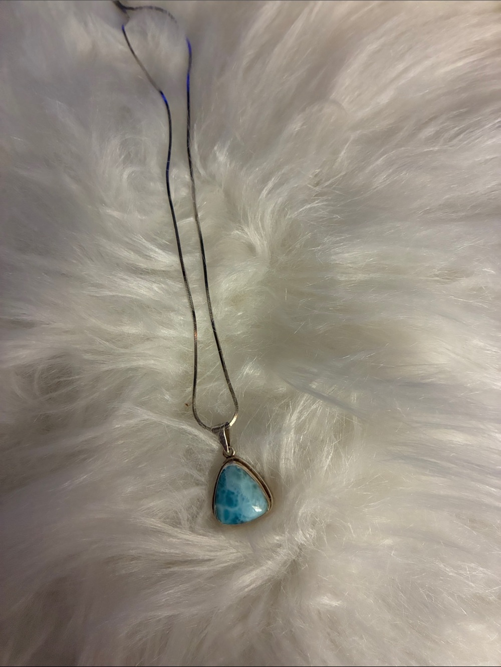 Larimar Teardrop Pendant Necklace - Blue Gemstone